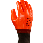 Fluorescent vinyl dipped Glove on a thermal liner