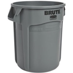 Commercial Round Brute Container, Plastic, 20 gal, Gray