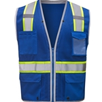 Heavy Duty Blue 6-Pocket High Visibility Vest