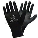 Black Polyurethane on Black Nylon Glove