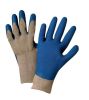 Cotton/poly gloves w/ blue latex crinkle coating XL