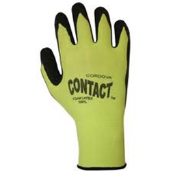 Hi-Viz Lime Nylon Glove w/ Black Latex Palm Coating