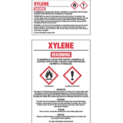 GHS Chemical Labels - Xylene 2-1/4"h x 3-3/4"w