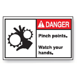 Danger Pinch Points Watch Your Hands Sign 5/Pack