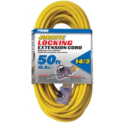 Jobsite Cords ECPL511730 - 50' 14/3 SJTW Yellow Outdoor Cord W/ Primelok® & Primelight®