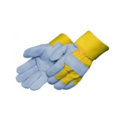 Gray Select Shoulder Leather Glove w/Yellow Canvas Back  X