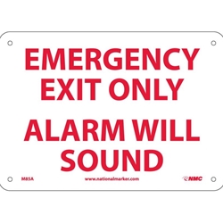 Emergency Exit Only Door Alarm Will Sound Sign
