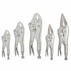 Locking Pliers Set, 5", 7" & 10" Curved Jaw, 6" & 9" Long Nose w/Wire Cutter