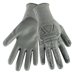 R2 Silver Fox - Gray PU Palm Coated Speckle Gray HPPE Gloves With Gray BOH & FINGER TPR Protection
