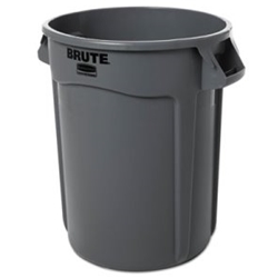 Brute 32 Gallon Round Vented Trash Can, Gray