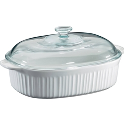 Corningware French White 4 Quart Oval Casserole with Glass Cover