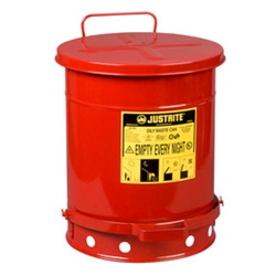 10 Gallon Red Galvanized Steel Oily Waste Can With Foot Lever Opening Device