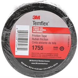 Cotton Friction Tape, 13 Mil, 3/4" x 60', Black
