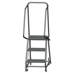 58 1/2 in H Steel Rolling Ladder, 3 Steps, 450 lb Load Capacity