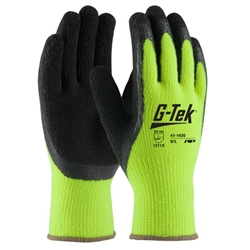 Hi-Vis Seamless Knit Acrylic Glove with Latex Coated Crinkle Grip on Palm, Fingers & Thumb